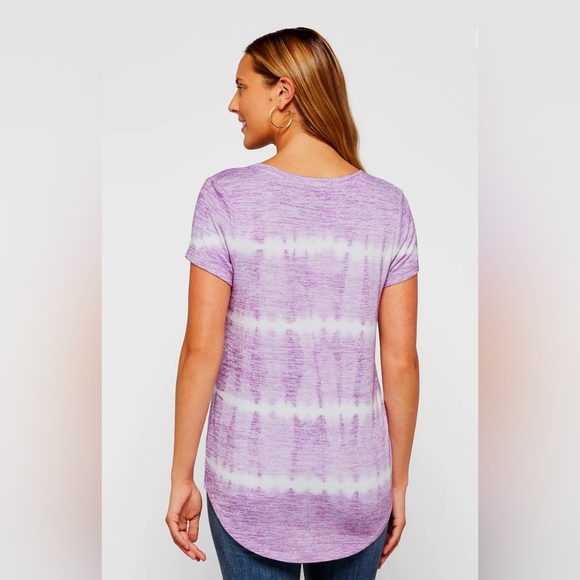 Market & Spruce Juuna Purple & White Hi Lo Knit Tee, Size Small - Picture 2 of 3